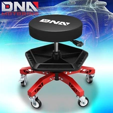 Adjustable Mechanics Rolling Seat Creeper Garage Stool Work Chair w/ Tray Red