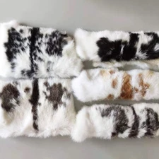 4PCS Natural Spotted Rabbit Skin Pelts Fur Hides Leather Tanned Bunny Skin Craft
