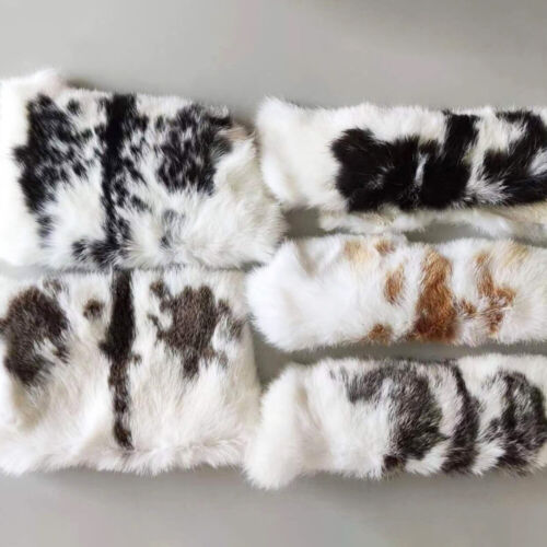 4PCS Natural Spotted Rabbit Skin Pelts Fur Hides Leather Tanned Bunny Skin Craft - Picture 1 of 11