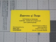 vtg Tattoo business card - Emporium of Design Denver CO v7 C