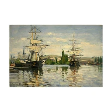 Claude Monet-Boats on the Seine Hand-painted Oil Painting Wall Art