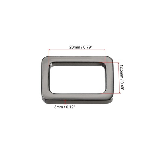 Metall Rechteck Ringschnallen 20x12,5 mm für Taschen Gürtel zum Selbermachen hellschwarz 6 Stck. - Bild 2 von 7