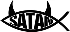 Satan Fish Vinyl Decal Sticker Funny Pagan Darwin Occult - Choose Size & Color