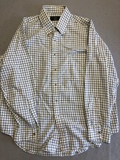 ORVIS Button Down Shirt Men's Extra Large White Plaid Pocket Flannel Long Sleeve