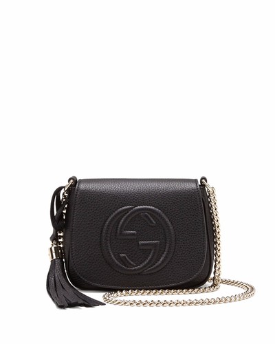 gucci soho leather chain crossbody bag, mini, black