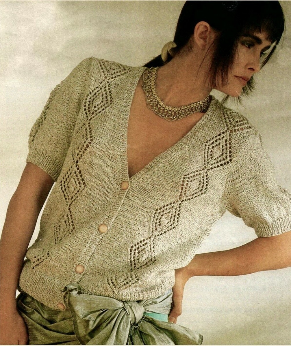 Ladies Summer Short Sleeved Cardigan Knitting Pattern DK 30-40