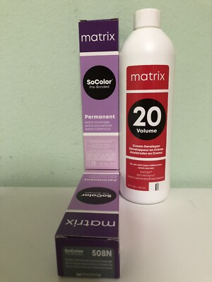 TWO 508N MATRIX SOCOLOR HAIRCOLOR PLUS ONE 16oz DEVELOPER NEW!