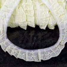 Lace, Broderie Anglaise, Gathered ,Insertion Slot Lace, Cream BA23