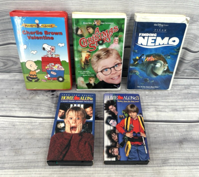 5 VHS TAPES - HOME ALONE CHRISTMAS STORY FINDING NEMO CHARLIE BROWN VALENTINE