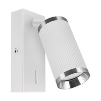 Wandlampe Mit Schalter Metall GU10 H: 14 Cm Schwenkbar Weiß Chrom Wandleuchte