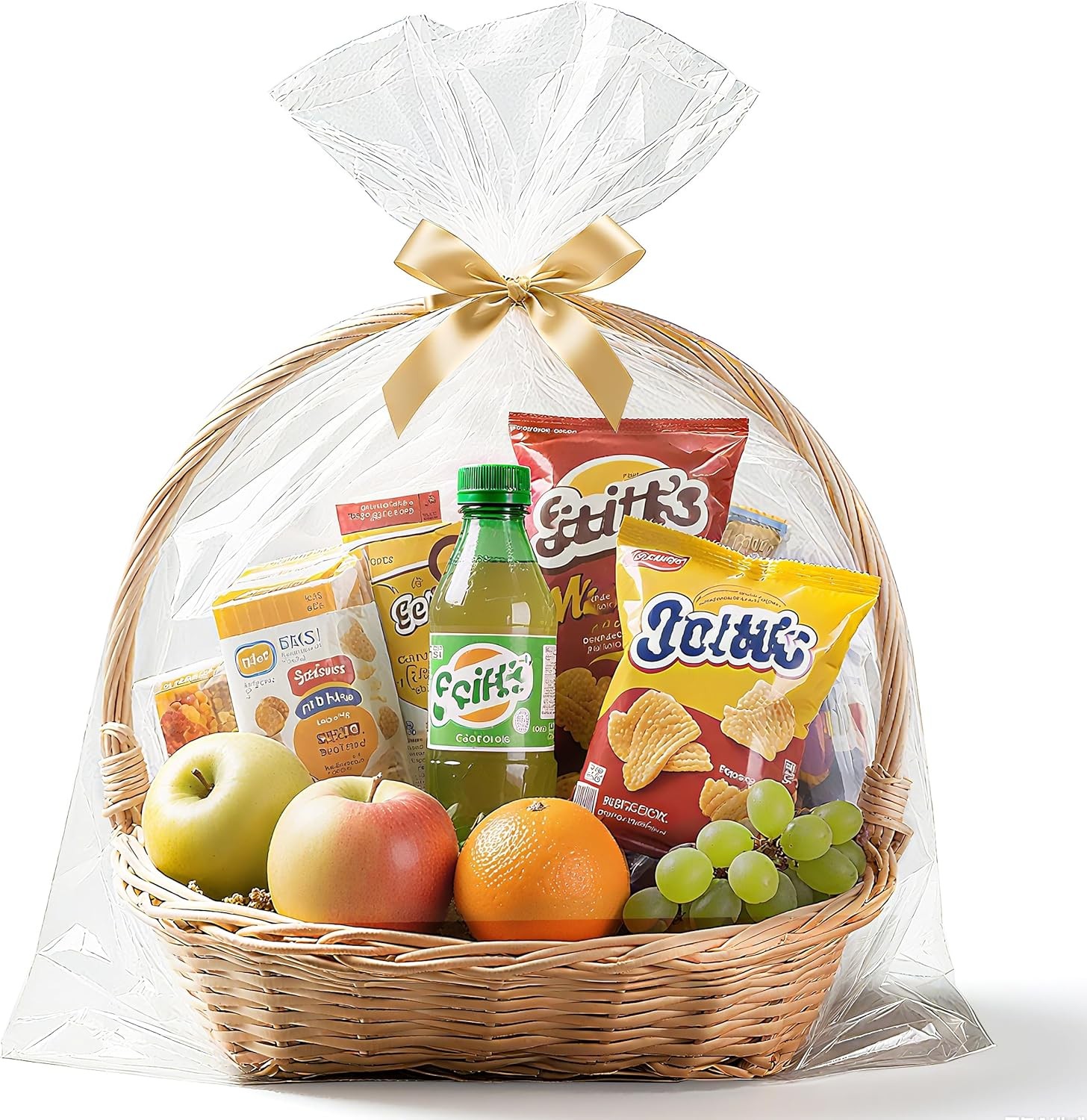 NPLUX Cellophane Wrap for Gift Baskets Bags 10 Pack Large Clear Plastic Gift Bag