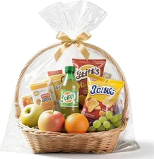 NPLUX Cellophane Wrap for Gift Baskets Bags 10 Pack Large Clear Plastic Gift Bag