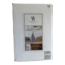 New Wamsutta Regency 100 Cotton White Tablecloth Oval/Oblong 52x70" Easy Clean