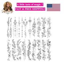 Temporary Tattoos For Women Girls-24 Sheets Branch Flower Leaf Wild Plants Sk...