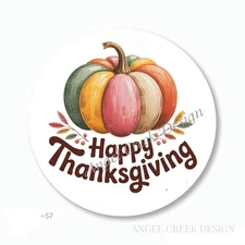 HAPPY THANKSGIVING PUMPKIN STICKERS ENVELOPE SEALS THANKSGIVING FAVORS LABELS
