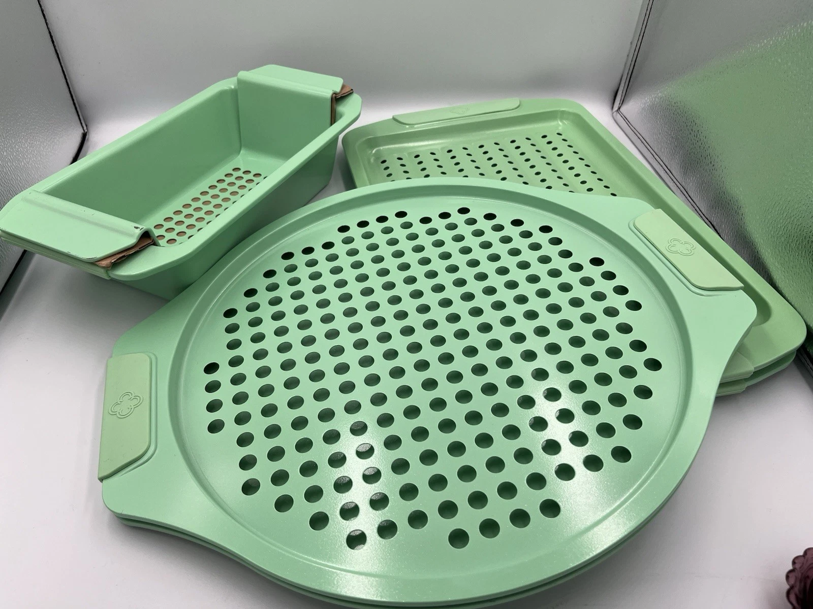 Lime Green Cookware Pizza Pan, Meatloaf/bread Pan Rectangle Pan New Never Used