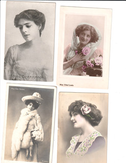 STAGE & EDWARDIAN actresses lot of 1910S POSTCARDS (4)ETHEL BARRYMORE/evie gree