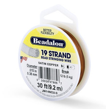 Beadalon 19 Strand Satin Copper .015" Flexible Bead Stringing Wire 30ft