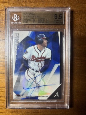 2015 Topps Finest Blue Refractor Auto /150 Freddie Freeman FA-FF BGS 9.5 Auto 10