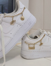 Nike Air Force 1 Herren Sneaker Weiß Gold Le...