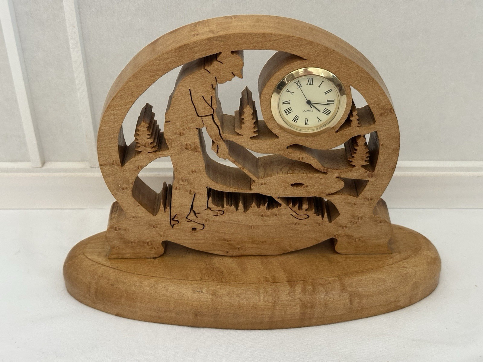 Wood Desk Clock Golf Sports Handcrafted by Mike Blackburn