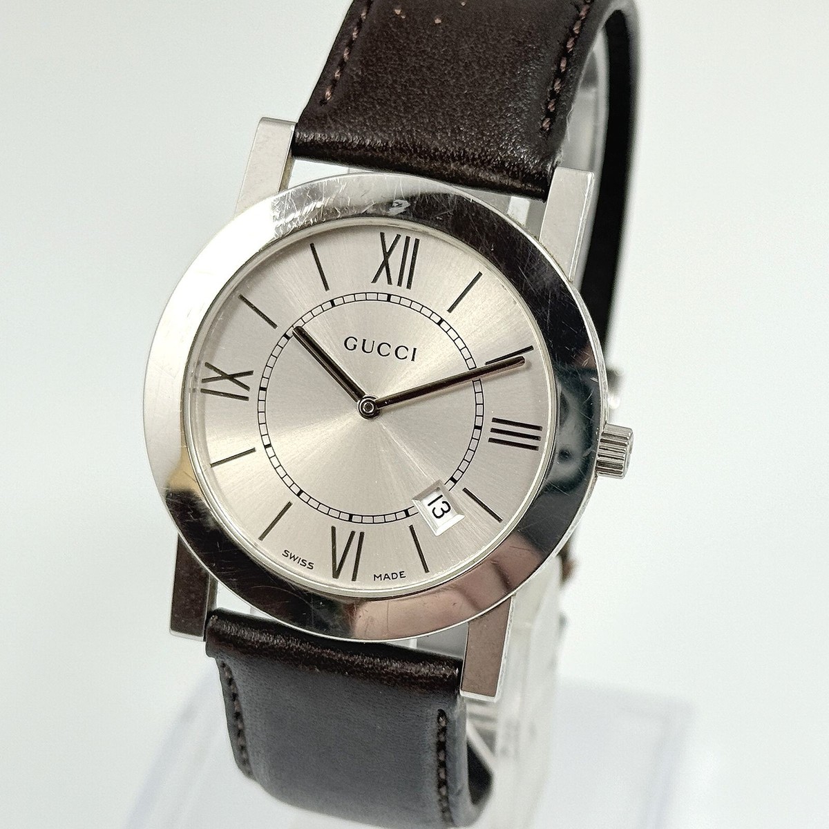 GUCCI 5200M.1 35mm MEN'S DATE SILVER VINTAGE SWISS MADE WATCH