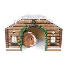 Rosewood Wooden Winter Cabin Hideaway House for Guinea Pigs & Small Rabbits