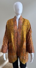 100 Silk Reversible Kantha Jacket, One Size