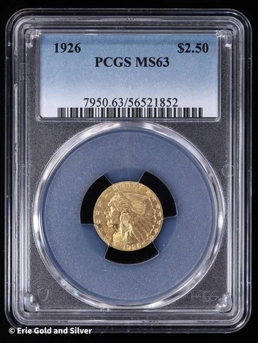 1926 $2.50 Indian Head Quarter Eagle Gold | PCGS MS 63
