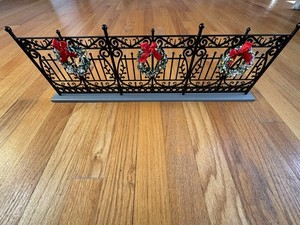 Authentic Byers Choice Black Wrought Iron Fence w/Wreaths & Bow Accessory Winter