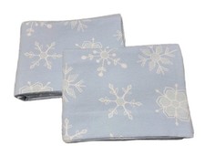 Set of 2 Light Blue Flannel Pillowcases Wwhite Snowflakes. 20 X 29 Standard
