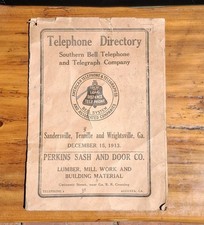 1913 Southern Bell Telephone And Telegraph Co. Sandersville Ga Area Antique