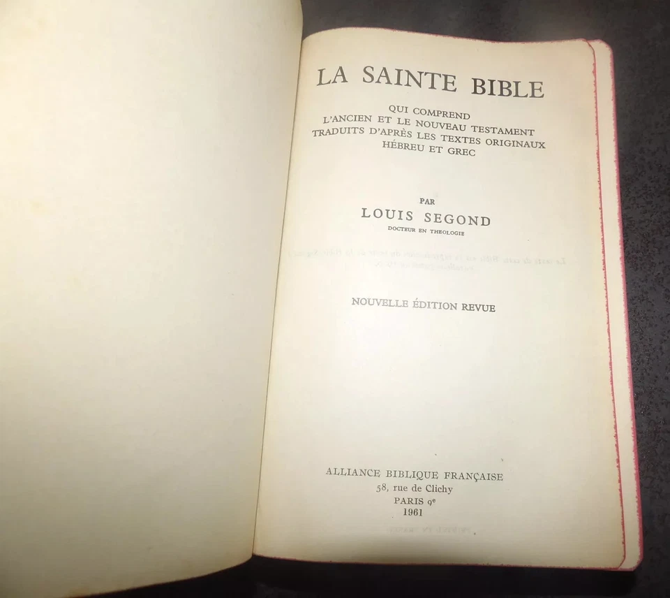 La Sainte Bible-Louis Segond- Alliance Biblique Française-1957 - Photo 3/3