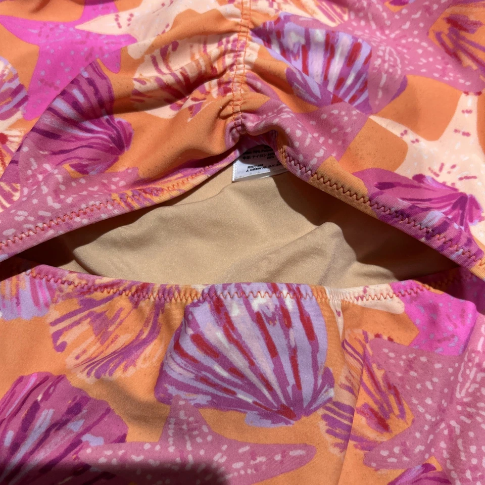 Roupa de banho feminina CREWCUTS super fofa, rosa/laranja recorte de uma peça 6-7 - Imagem 2 de 4