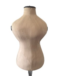 Antique Edwardian Wasp Waist Fabric Dress Form Mannequin Half Body w/ Stand