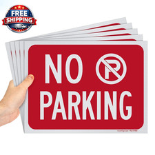 No Parking Signs - 9" x 12" Polystyrene - Pack of 5 Durable Signs