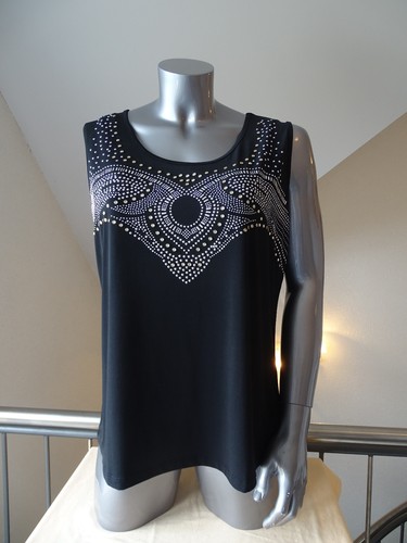 Top in Schwarz mit Steinchen beklebt von Mona Versandhandel Gr. 50