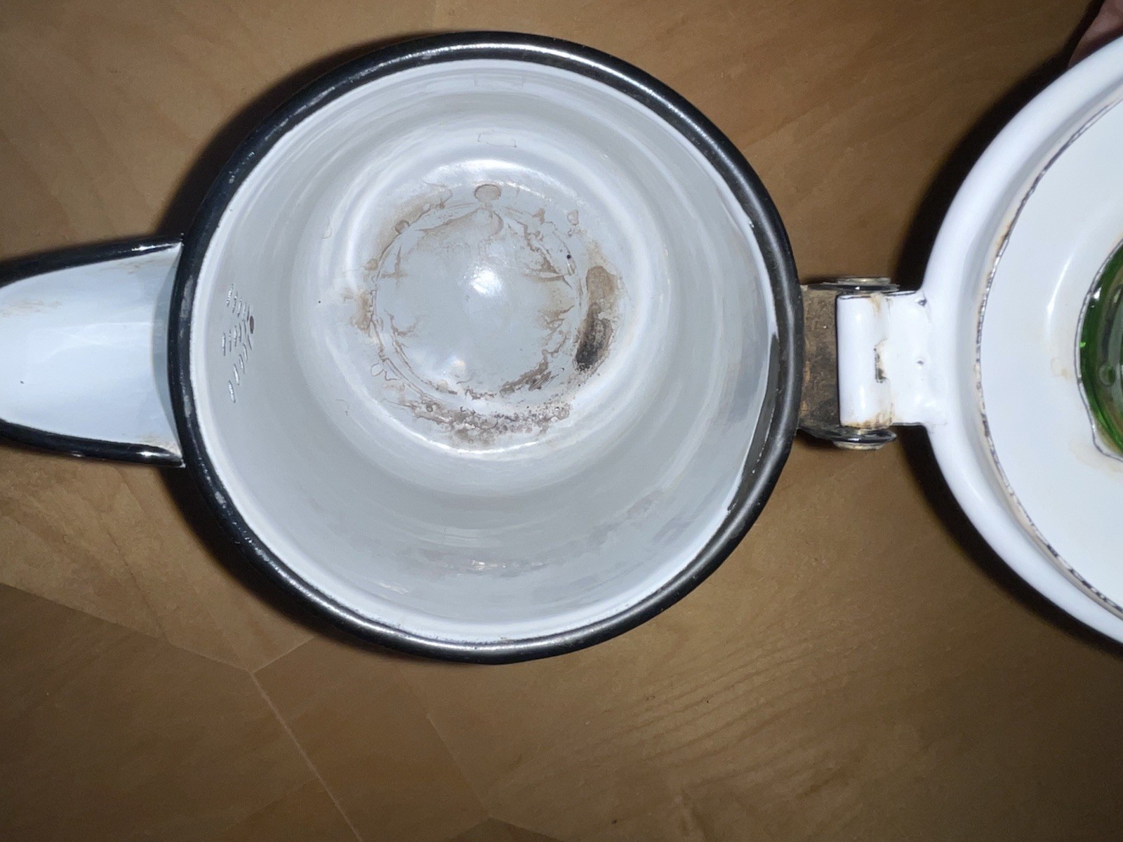 Vintage Berggren Enameled Coffee Percolator Uranium Green Glass Top 9.5” Flowers