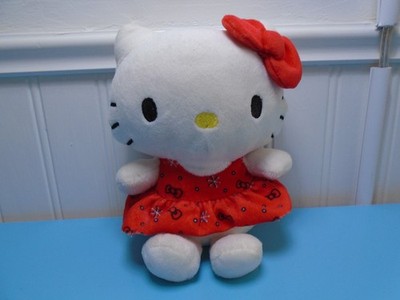 HELLO KITTY PLUSH RED SNOWFLAKE & BOWS DRESS 7'' PLUSH (ML24)
