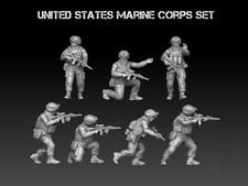 Set completo 7 figure modellino in resina scala 1/35 Corpo dei Marines degli Stati Uniti 