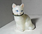 New ListingVtg Glass Fenton Iridescent Cat Figure Hand Painted J McCleod Rhinestone Collar