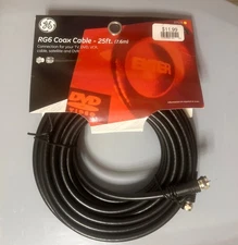 RG6 Coax Cable (26-Foot) Black Cable for TV/Cable/Satellite/DVR/VCR - FREE SHIP!