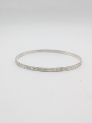 Blumen Armreif Armband zierliche Handarbeit 925 Sterling Silber 3 mm Gravur Gr. 7 
