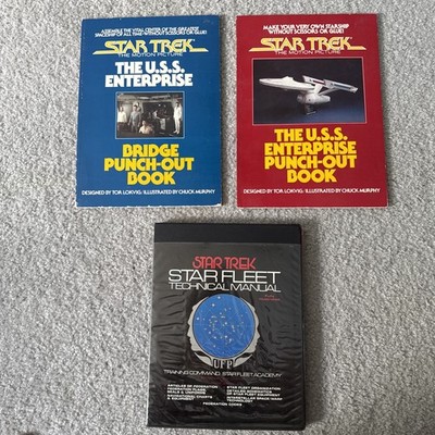 3 STAR TREK Books Star Fleet Technical Manual & 2 Punch Out Enterprise & Bridge