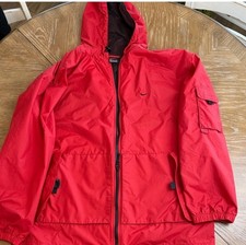 Nike Lightweight Red Hooded Jacket Nike Check Logo On Back