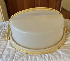 Vintage Tupperware Pie Cake Keeper Taker Carrier Harvest Gold 719, 720, 721