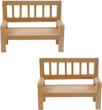 2Pcs Wooden Bench Dollhouse Mini Furniture 1:12 Scale Garden Wooden Bench Furnit