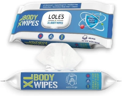 LOLE 'S LOLE’S XL Body Wipes 48 Pack No Shower Bath Wipes for Adults Travel