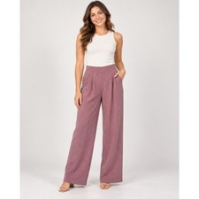 Wide Leg Pleated Trousers Womens Size 13 Burgundy Textured High Waist