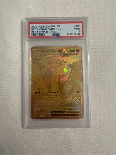Gold Hyper Rare Mega Charizard X Ex Phantasmal Flames 130/094 PSA 9